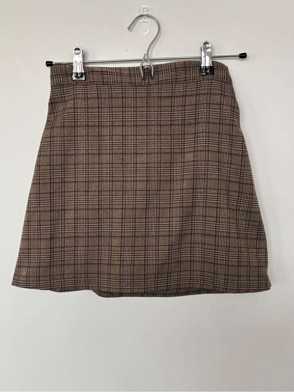 Studio Korea Plaid Mini Skirt in Brown and Black